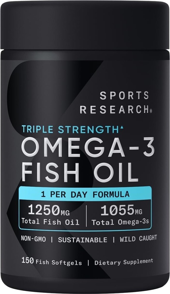 Sports Research Triple Strength Omega-3 Fish Oil 150 Softgels FG383