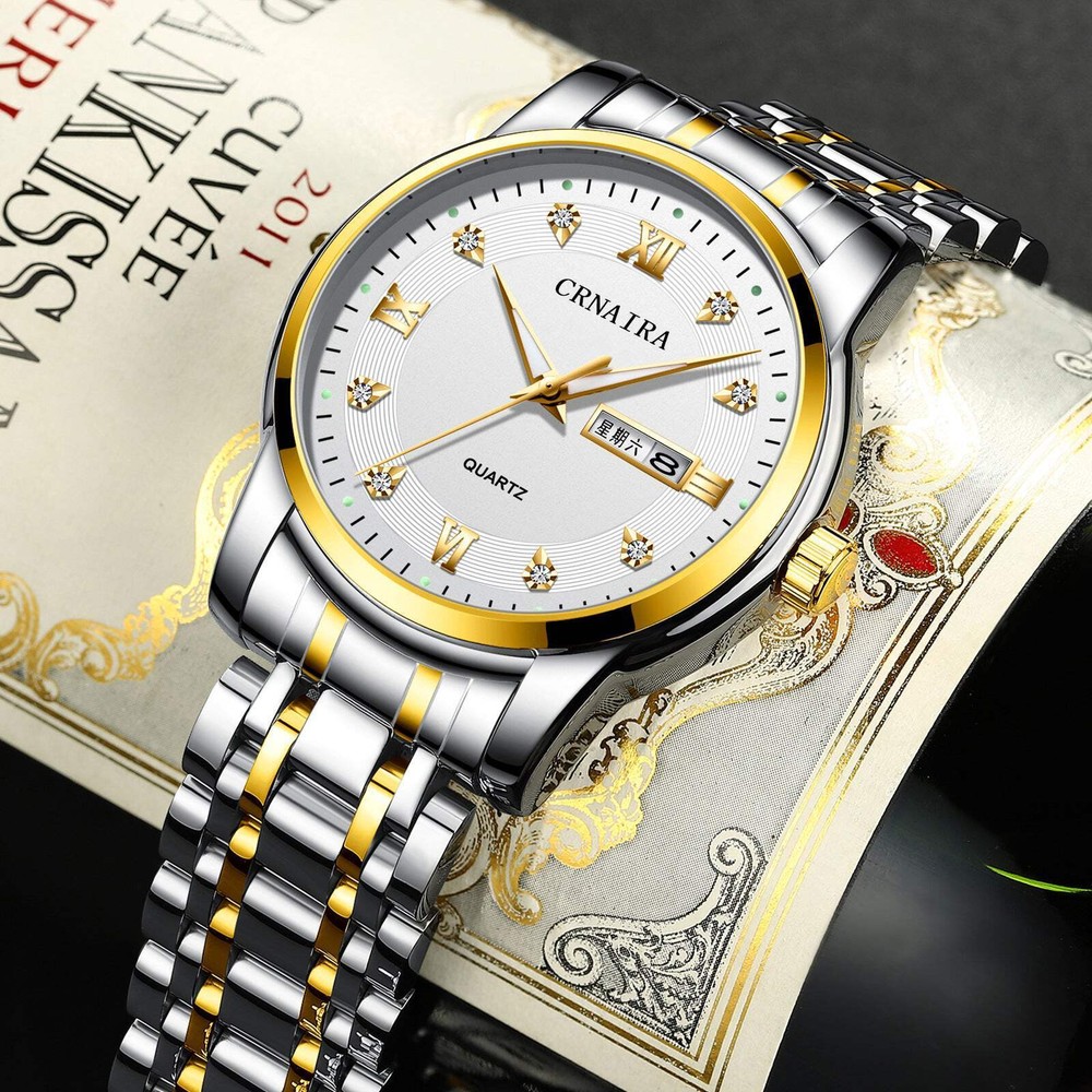 Men's 30m Waterproof Stainless Steel Quartz Watch in Multiple Colors