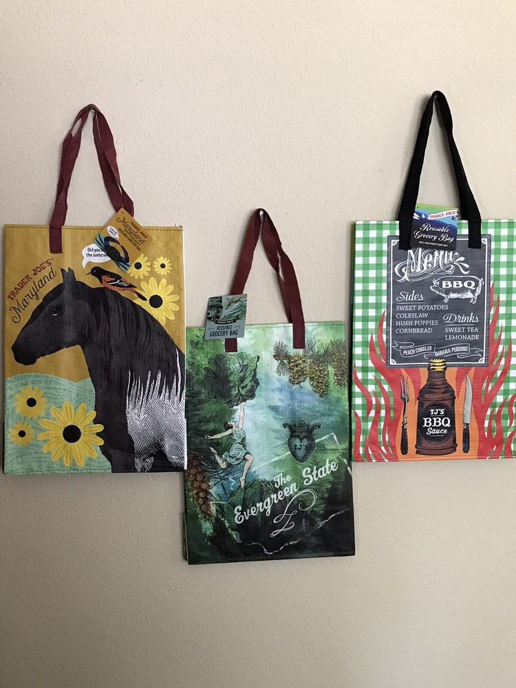 Trader Joe's bags  Trio From  N Carolina. WA.  Maryland