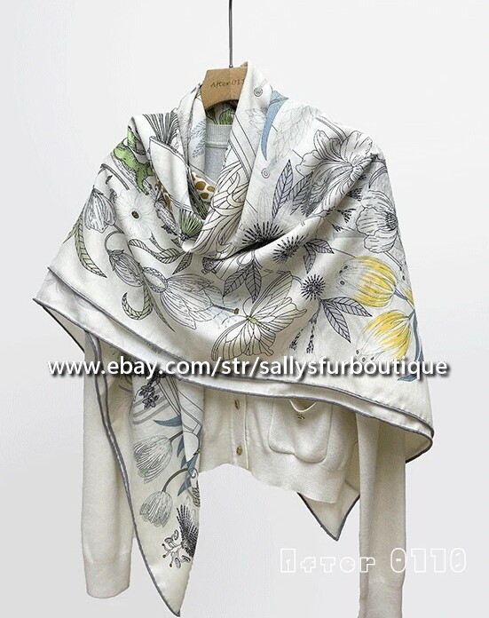 Sallys 80% Cashmere & 20% Silk Wrap Scarf Flowers Animal Print Square Shawl 53