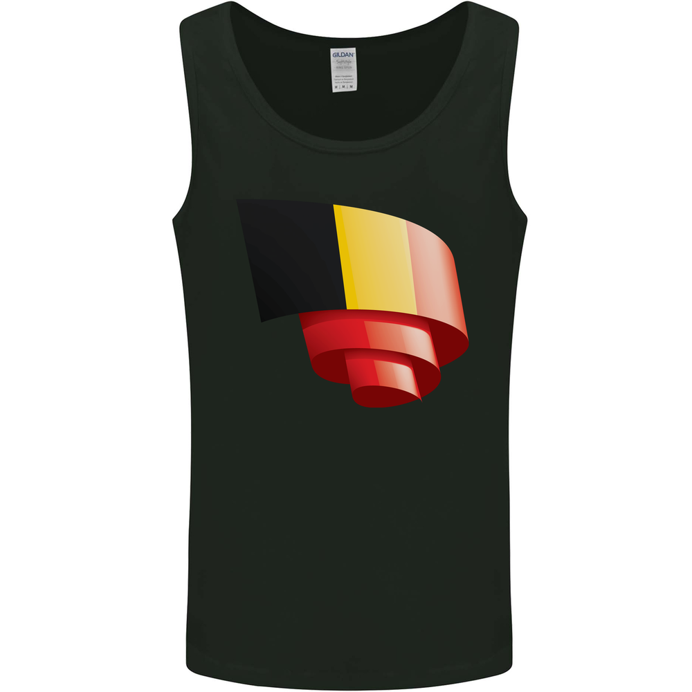 Curled Belgium Flag Belgian Day Football Mens Vest Tank Top