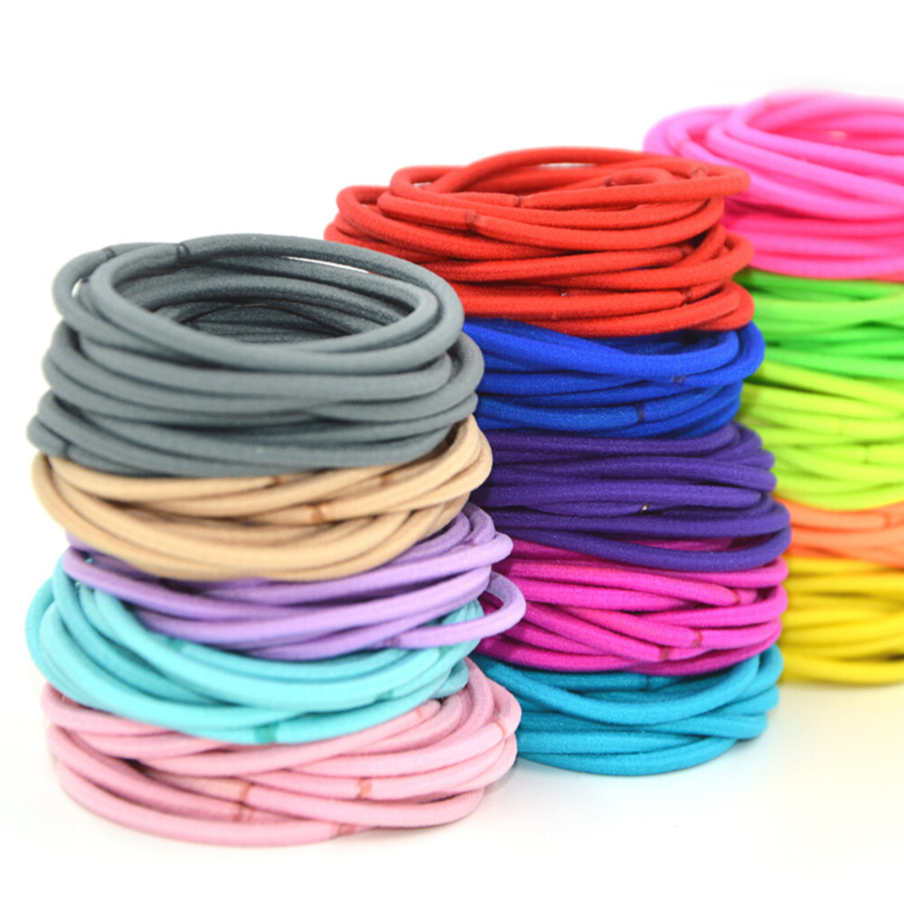 50pcs Stretchy Nylon Hair Ties for Ponytails - Durable Elastic Bands
