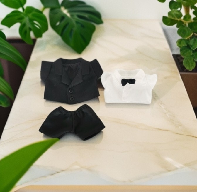 POP MART Monsters Labubu Plush Doll in Black Wedding Dress Suit