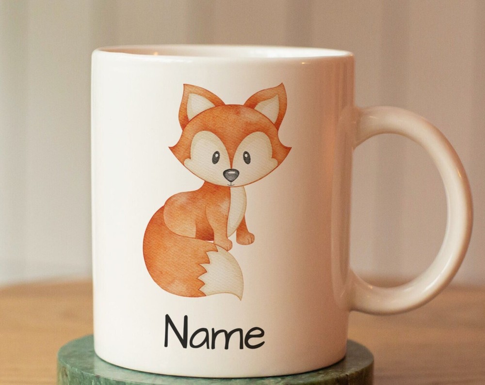 Custom Fox Mug for Kids with Name – Fun Ceramic Personalized Gift