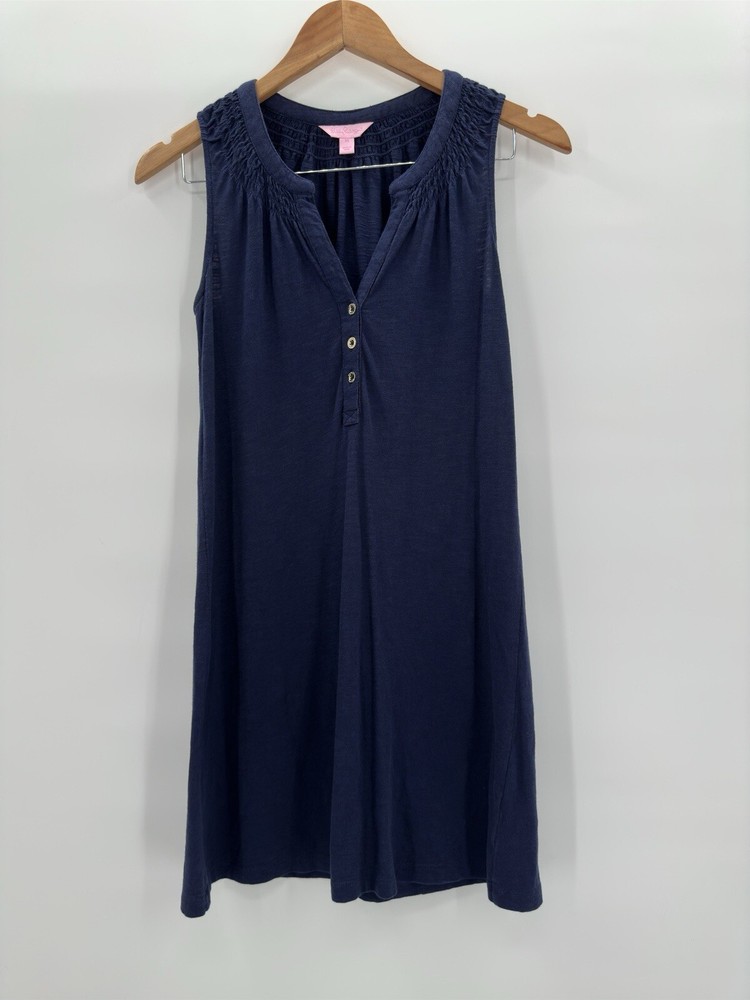 LILLY PULITZER Sleeveless Essie Dress Navy Blue Shift Size XS Style 23597