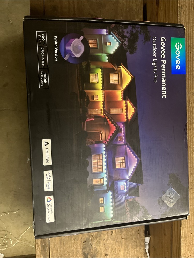 Govee Permanent Outdoor Lights Pro, 200ft, White Version, H706C, NEW & SEALED!