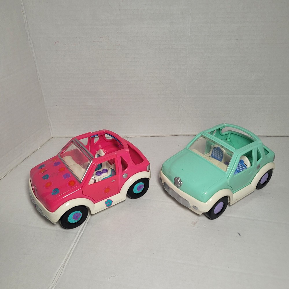 Polly Pocket Vehicle Lot - Pink Jeep & Teal Jeep Cars Lot Of 2 ~ See Info