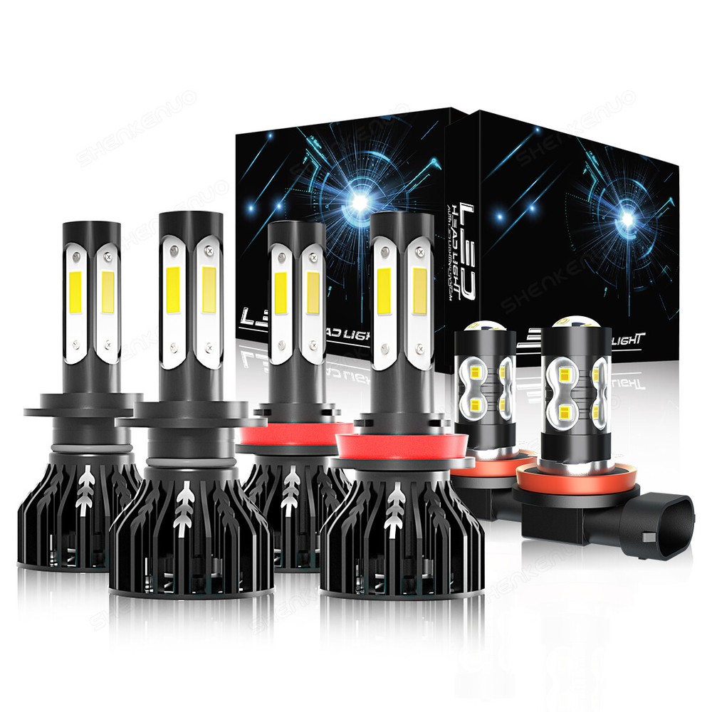 Cool White H7 H11 LED Headlight and Fog Light Bulbs Combo 3 Sets