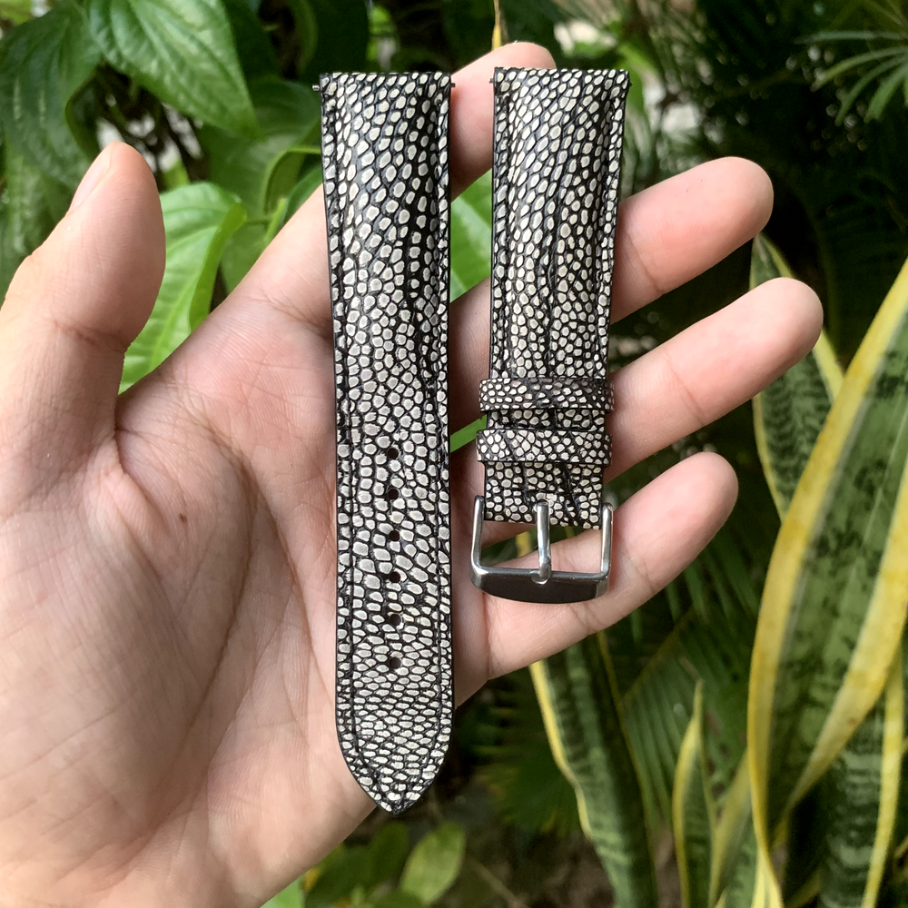 Cement Ostrich Watch Strap, Leather Watch Band, Nubuck Ostrich 18mm 20mm 22mm