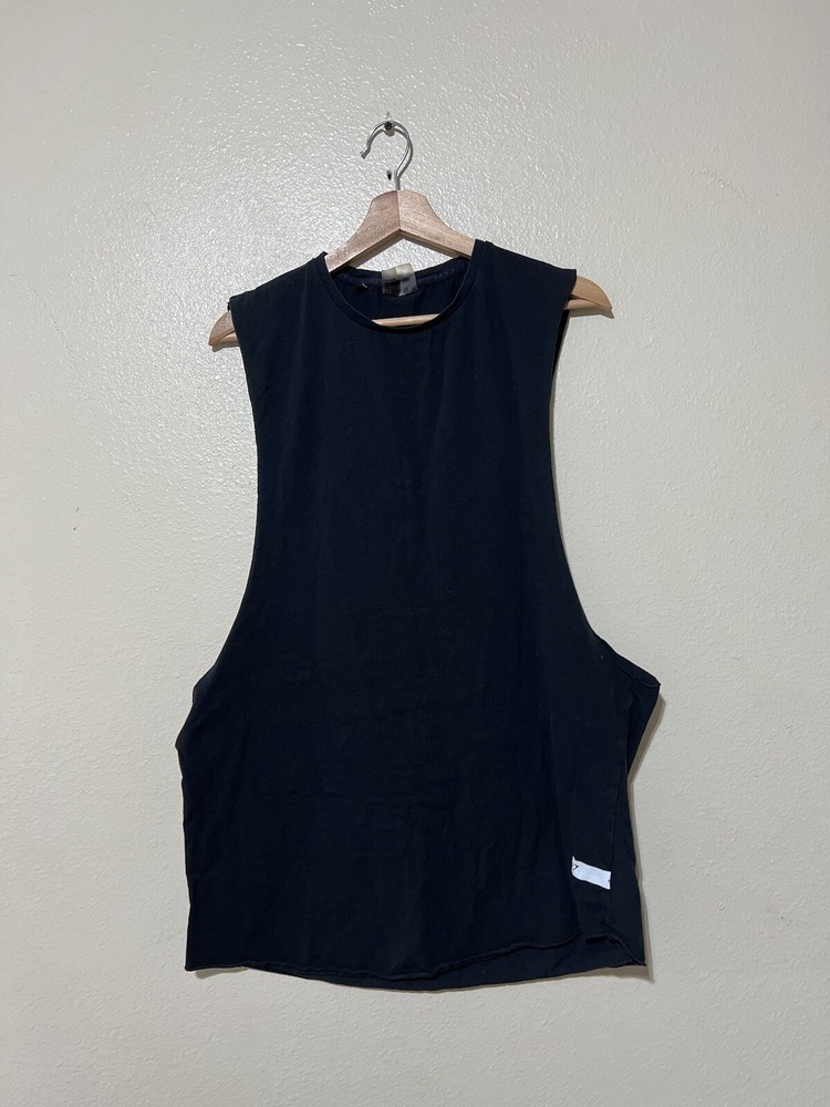 Gymshark Shirt Mens 2XL Black Stringer React Tank Top Performance Gym