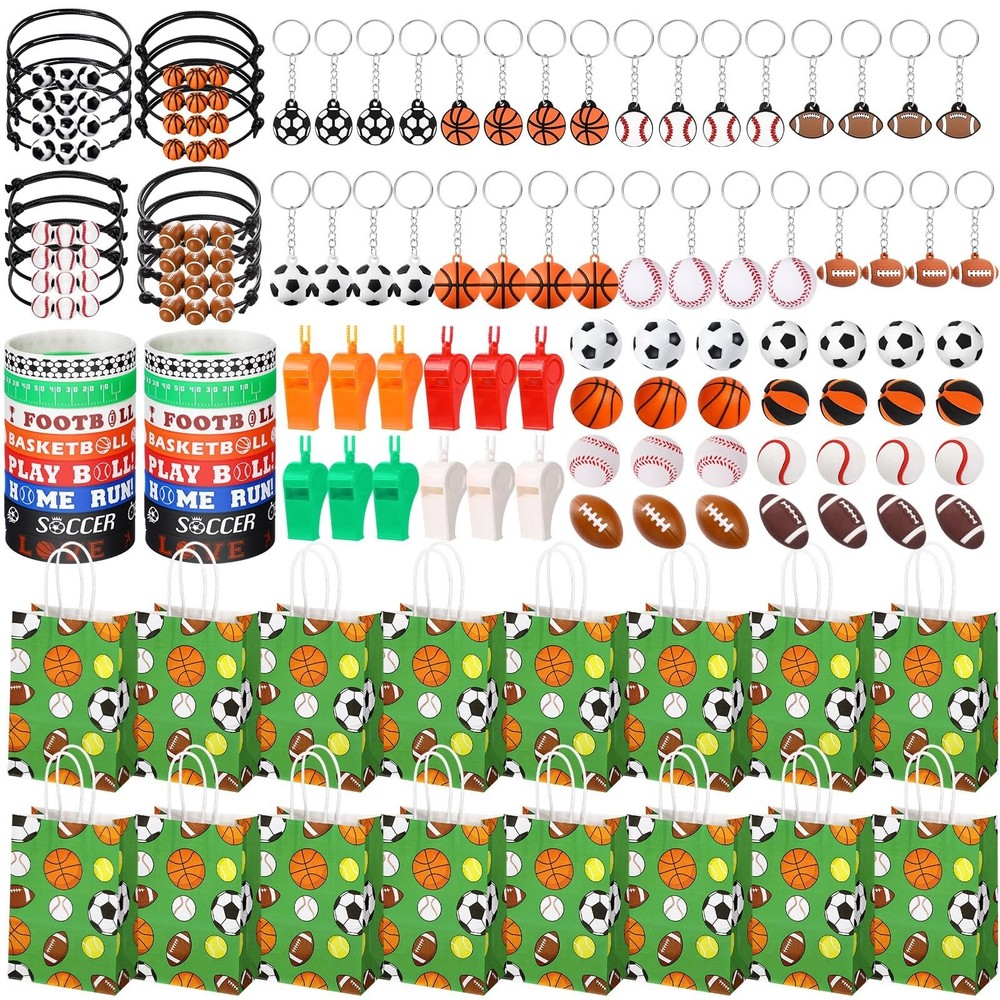 144 Pcs Sport Party Favors, Baseball Basketball Soccer Football Goodie Bag Fi...