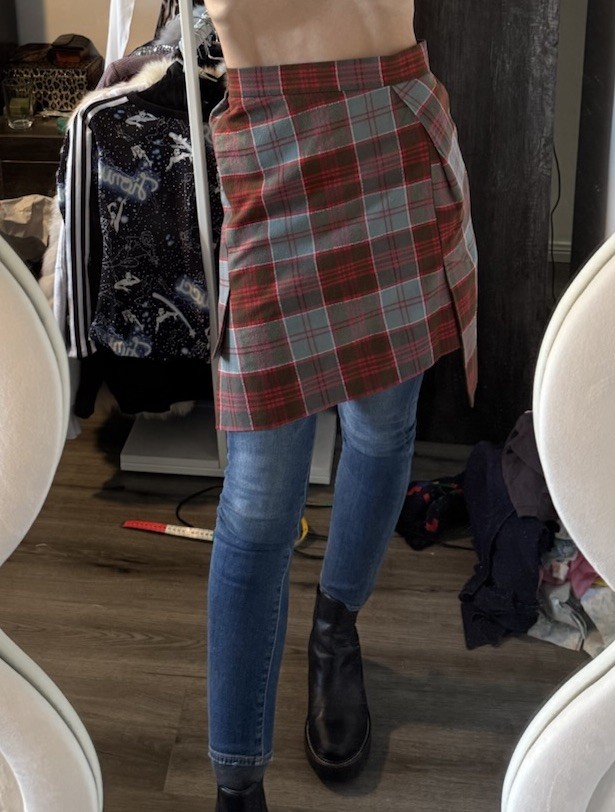 Vintage VIVIENNE WESTWOOD Red Blue plaid Tartan Wool Blend Asymmetric Skirt  XS
