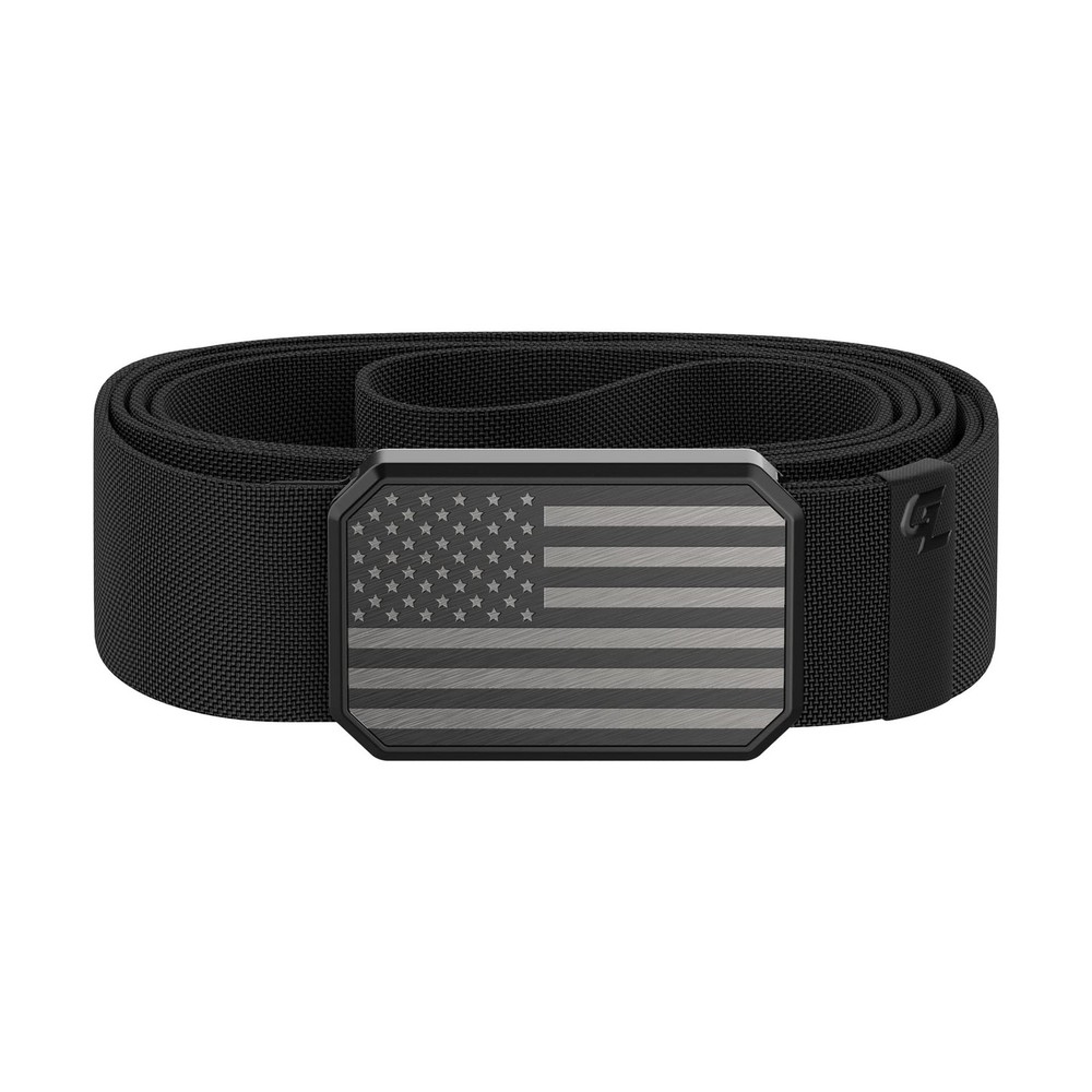 Hero Groove Belt Flag Black/Black - Men's Stretch Nylon Belt with Magnetic Al...