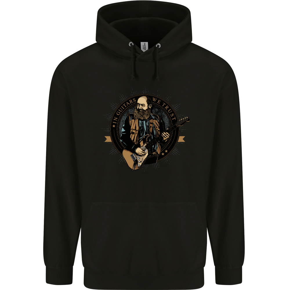 In Guitars we Trust Guitarist Acoustic Mens 80% Cotton Hoodie