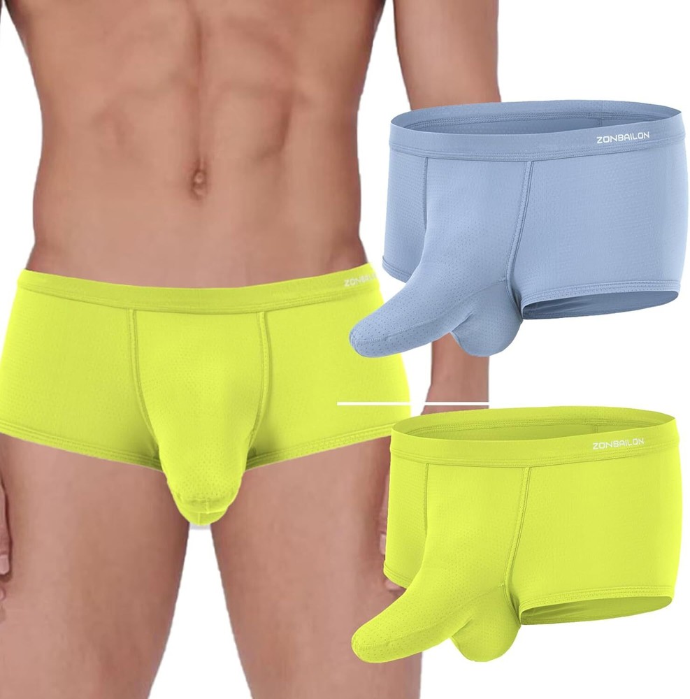 Men's Soft Mesh Comfort Pouch Boxer Briefs Ice Silk Underwear
