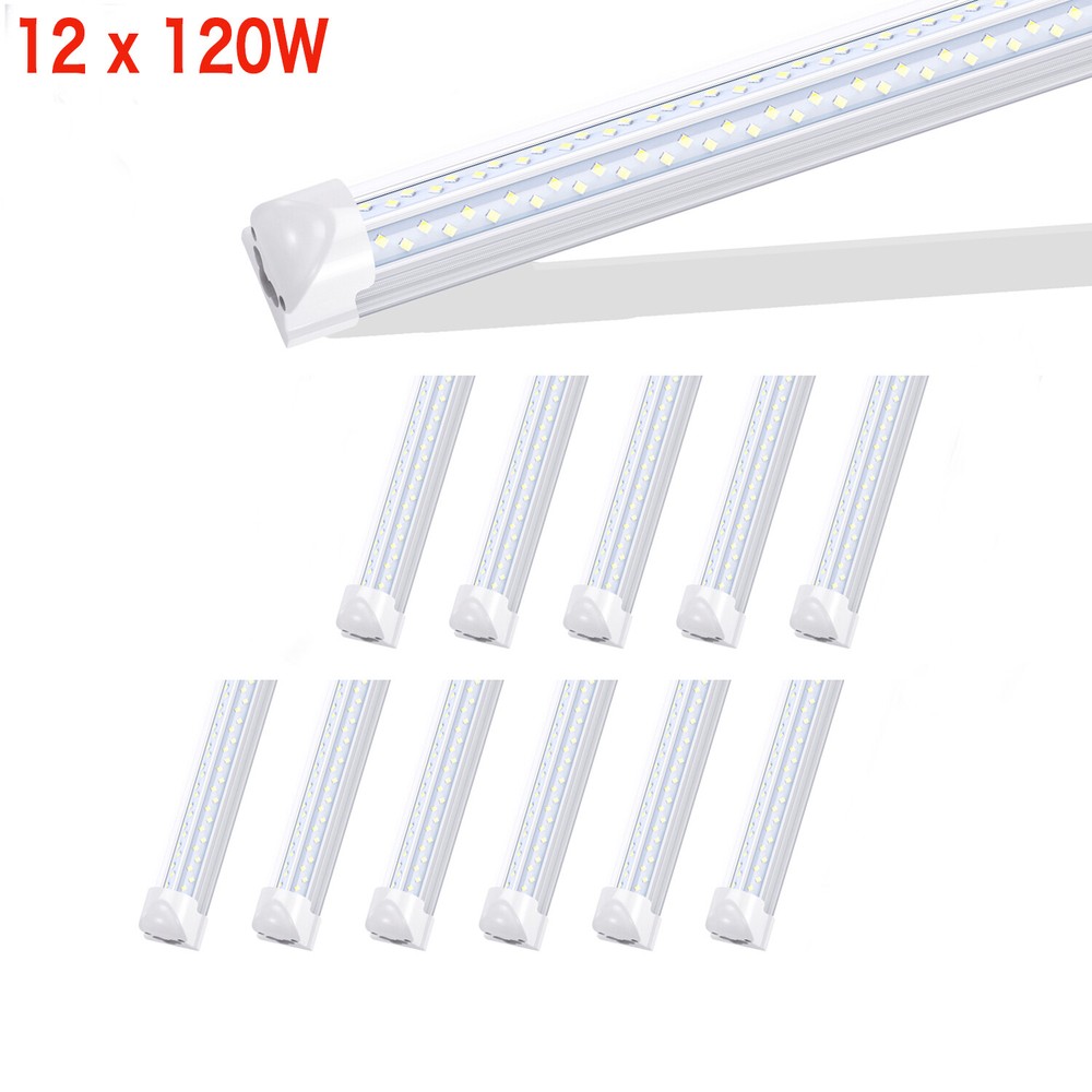 12Pack 120W 8FT LED Shop Light Fixture T8 Integrated Tube Bulbs