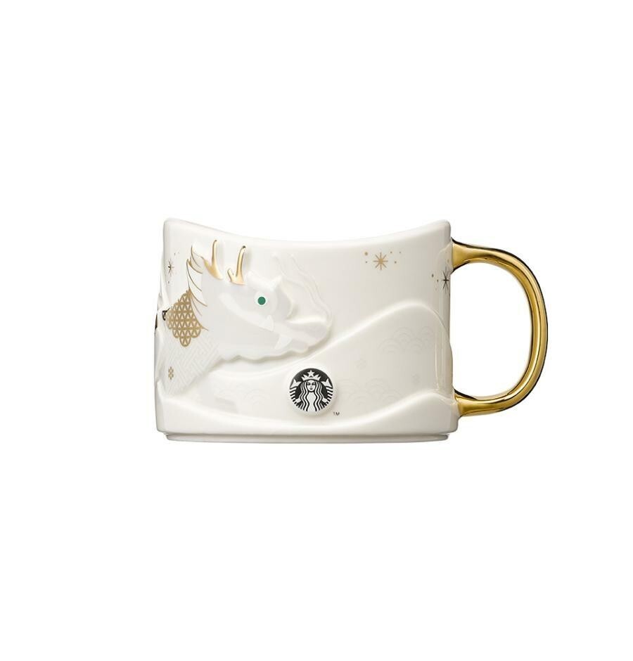 Starbucks Korea 2024 Dragon White Gold Mug 237ml Bring Good Luck in New Year-image