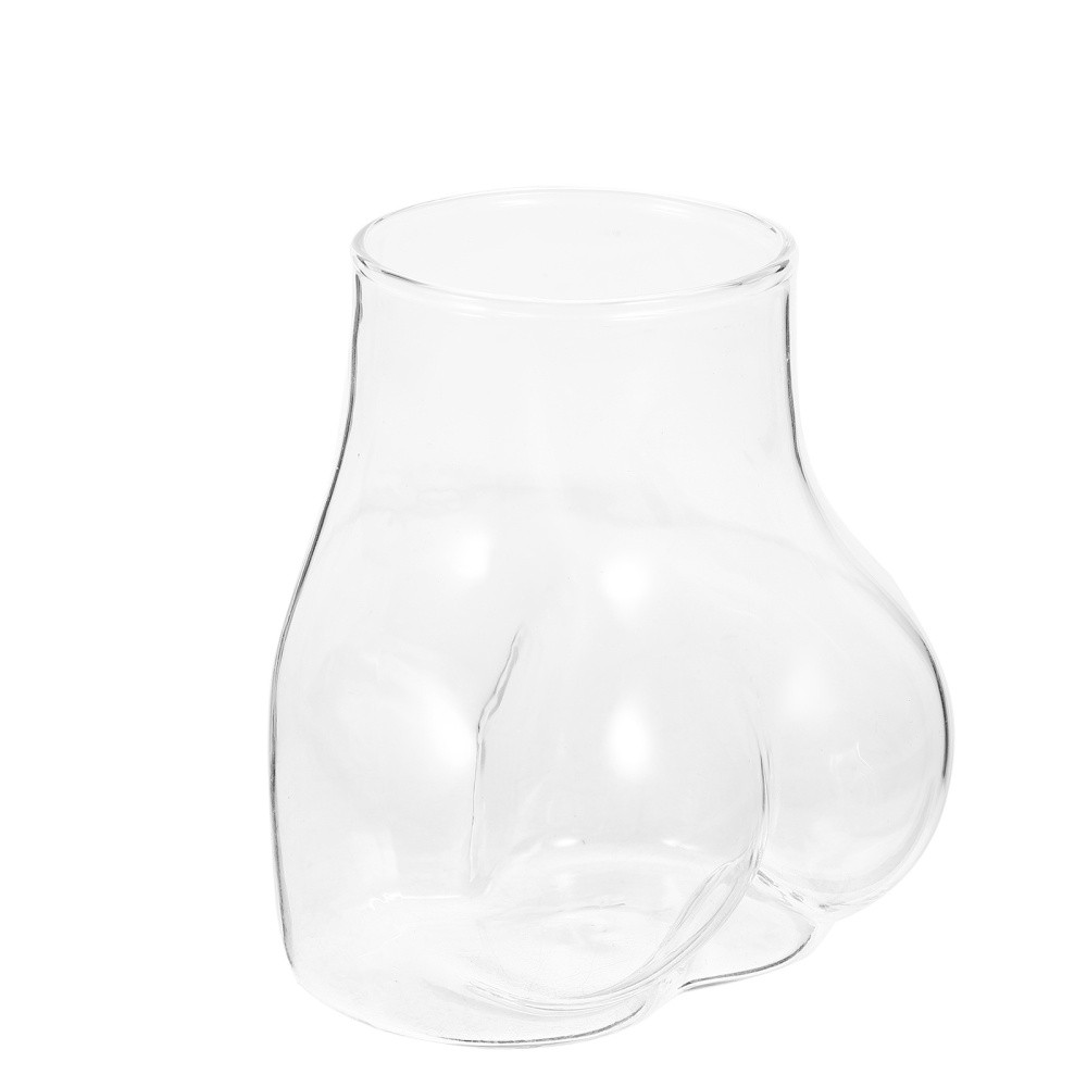 Butt-Shaped Juice Tea Glass Cup Novelty Clear Drinking Glass with Body Design