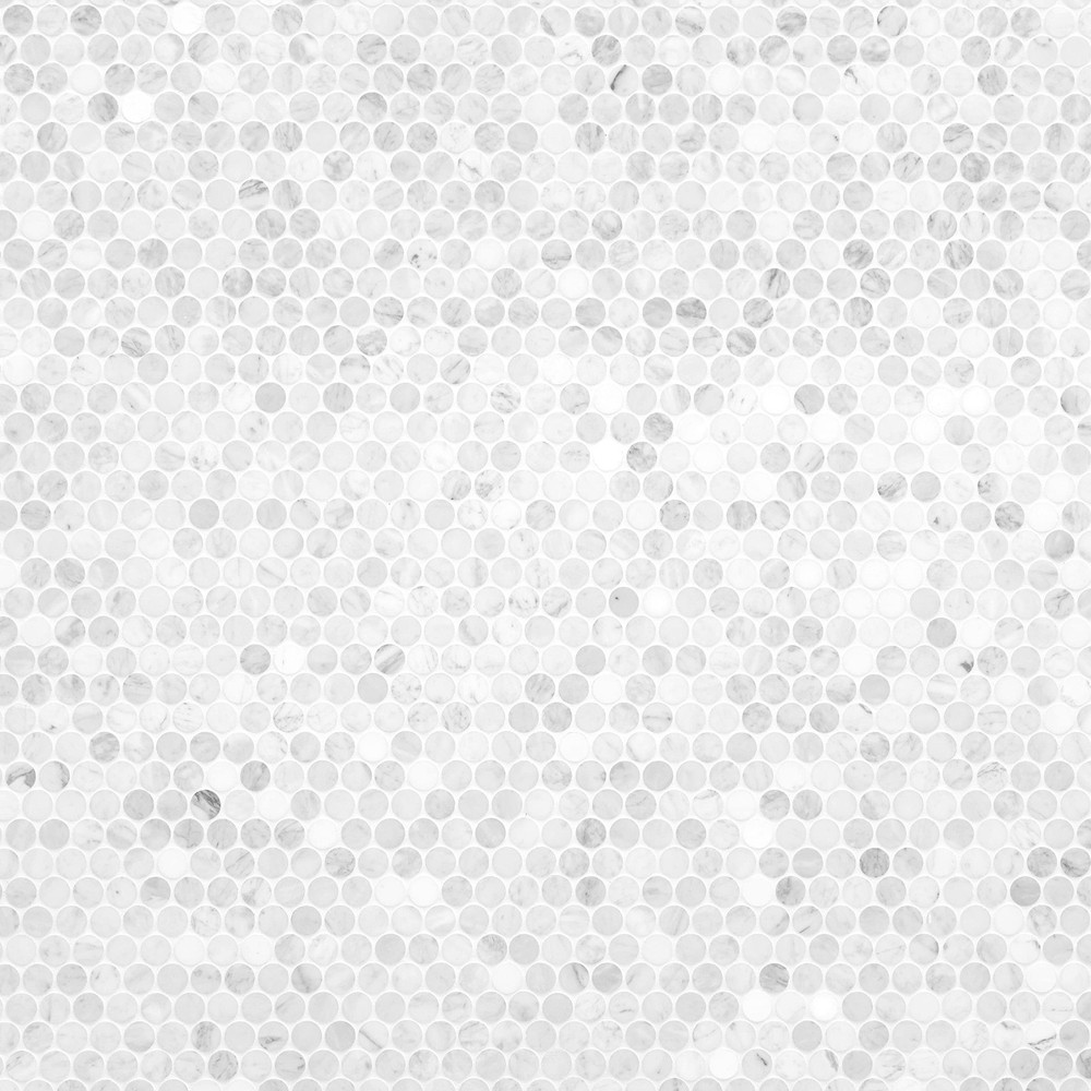 Carrara White 12x12 Honed Marble Penny Round Tile for Kitchen Backsplash and Bathroom
