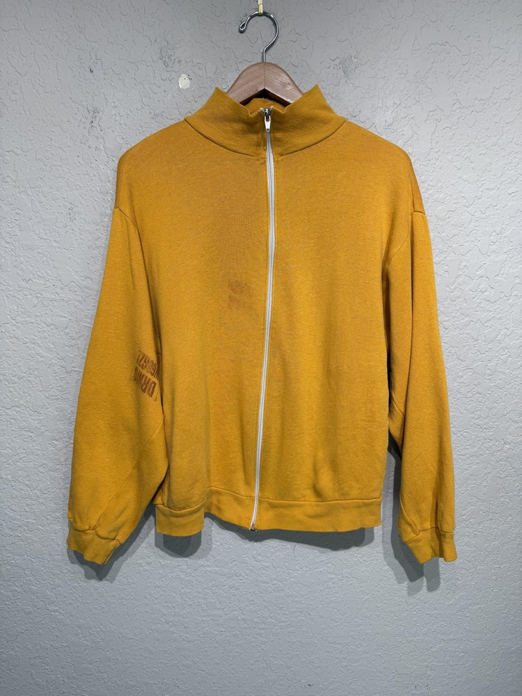 Vintage 80s US Army Physical Fitness Zip Up Sweatshirt Medium Yellow Track
