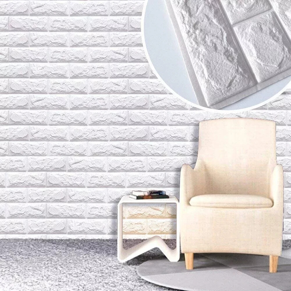 20Pcs Self-Adhesive 3D Brick Wall Stickers Panel Decal PE Wallpaper Background