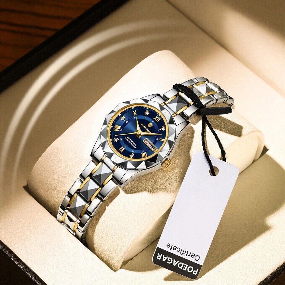 Women's Stainless Steel Quartz Watch Waterproof Luminous Date Display