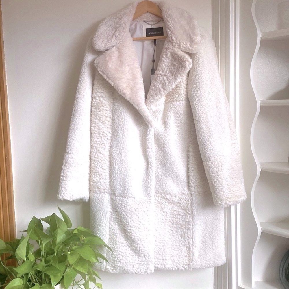 BCBG Womens Faux Shearling Coat New with Tags