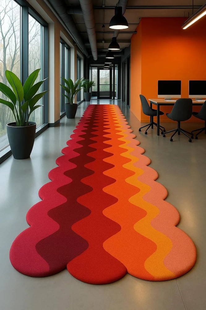 Sunset Gradient Wool Runner Rug | Modern Wavy Hallway Carpet