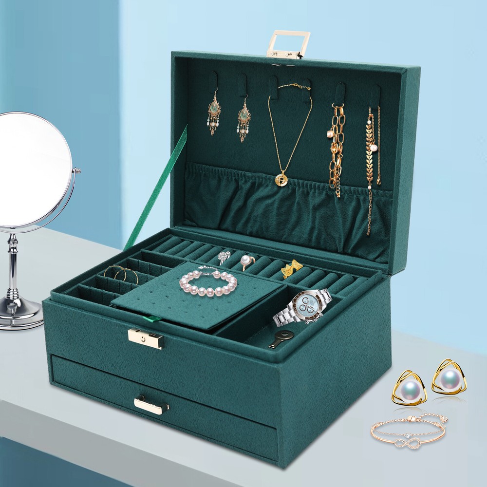 Elegant Jewelry Organizer Box for Watches Necklaces Rings Earrings