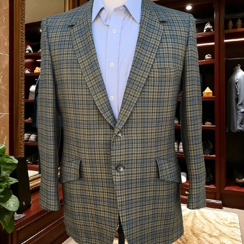 Vtg Hart Schaffner Marx Blazer 40r Gold Trumpeter Full Canvas 1960s Soft Tweed