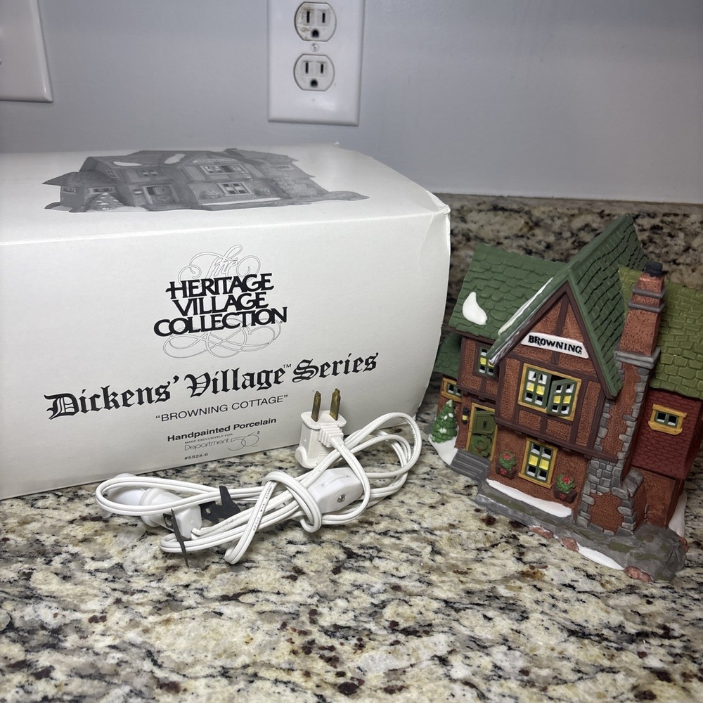 Department 56 Dickens Village Browning Cottage with Box and Lights