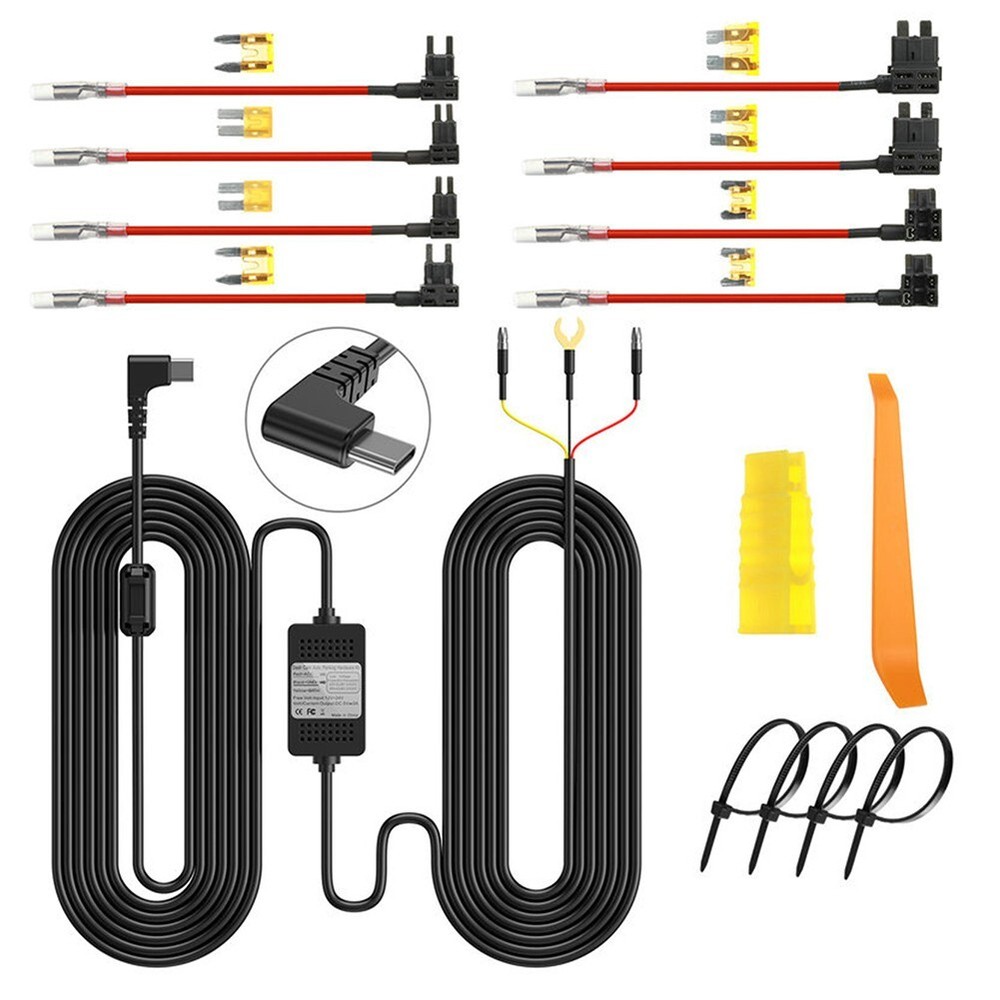 Easy Installation Dash Cam Hardwire Kit with 4 Fuse USB DVR Charger Cable