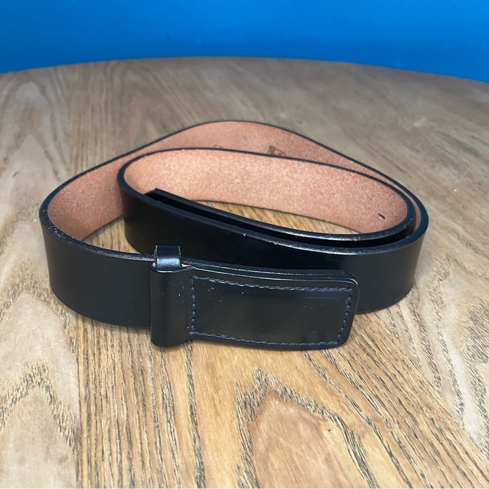 Justin Boots Mens Black Leather Western Belt Buckleless Size 34 Casual Basic