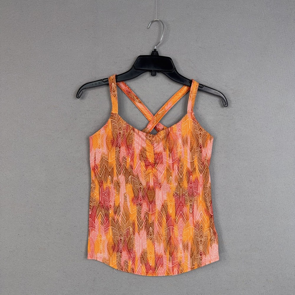 Marmot Tank Top Womens Small Colorful Chevron Built In Bra Strappy Performance
