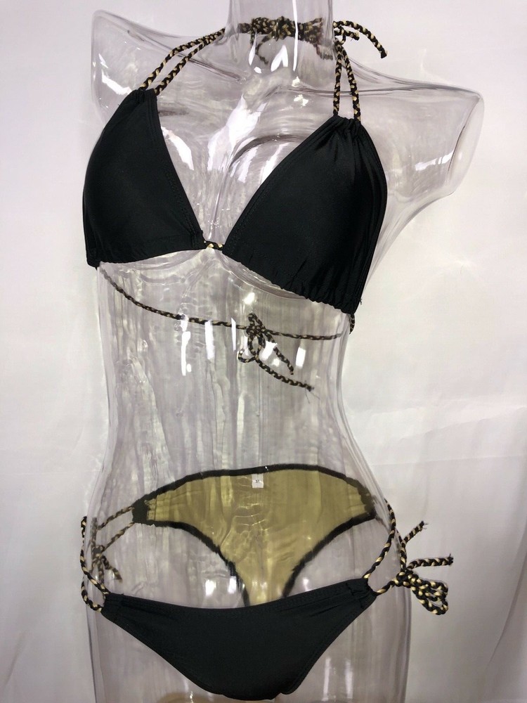 SEXY Black String Rope Bikini Triangle Top Clearance Sale Limited Quantity-image