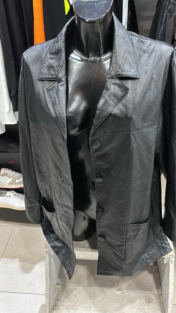 Vintage Black Leather Jacket for Women Size 48 LLD177