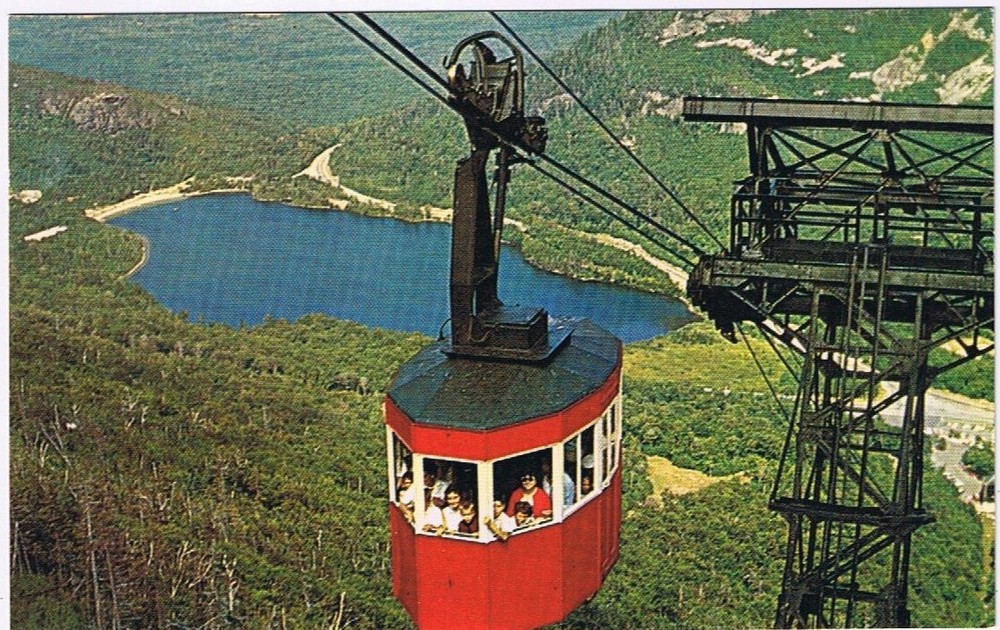 Postcard Tram Car Lafayette Echo Lake Franconia Notch New Hampshire