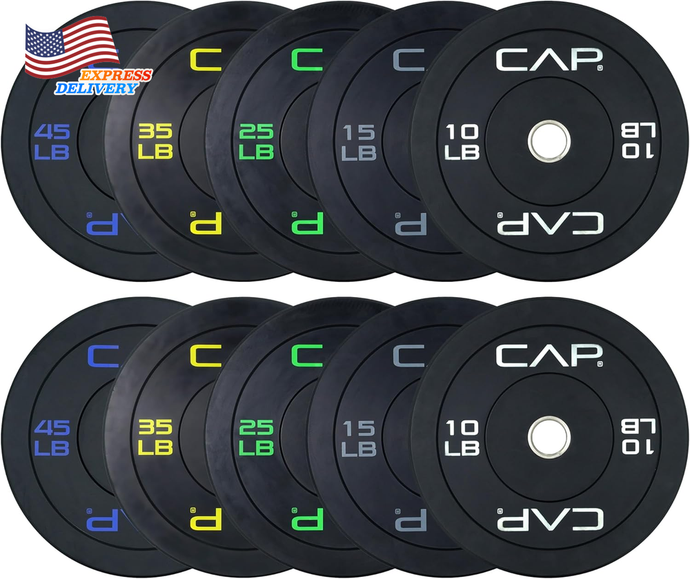 CAP Barbell 2-Inch Olympic Bumper Plate Weight Set 260 Lbs FREE SHIPPING USA
