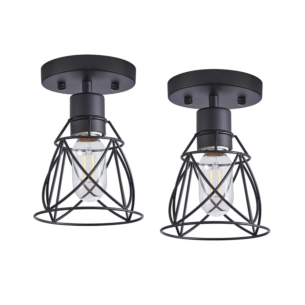 Black Semi Flush Mount Ceiling Light for Kitchens, Modern 1-Light Fixture with Stylish Design and Energy-Efficient Lighting