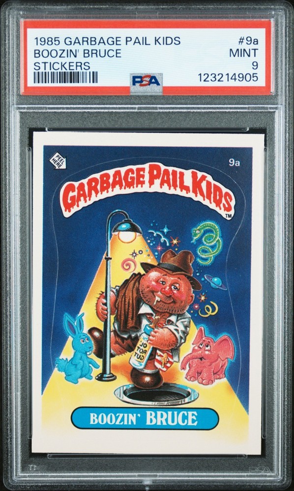 1985 Topps OS1 Garbage Pail Kids Series 1 BOOZIN' BRUCE 9a Matte Card PSA 9 MINT