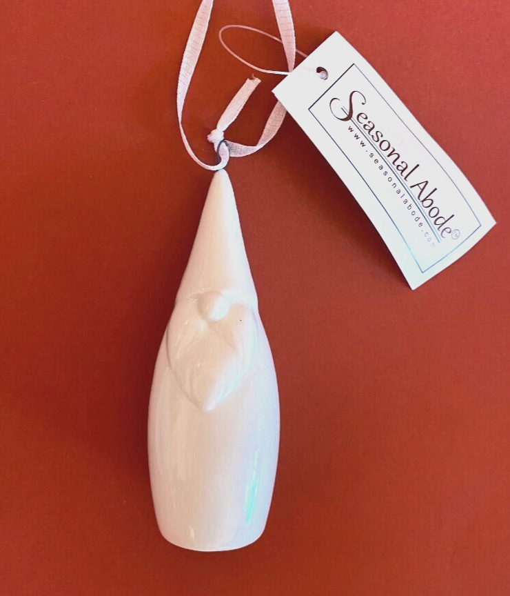 Seasonal Abode White Porcelain Tall Thin GNOME Christmas Decorative Ornament NWT-image