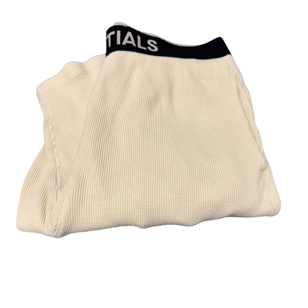 Fear of God Essentials Pants Mens Medium Thermal Waffle Knit Cream Cotton COMFY