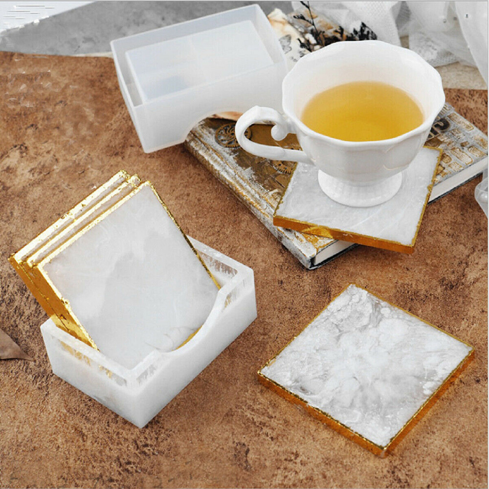 DIY Square Coaster Silicone Mold Holder Storage Box Resin Casting Mould Craft