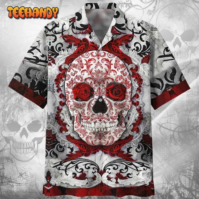 Skull Hawaiian Shirt Cool Skull 3D Full Printed Shirts Men Skull Hawaiian Shirts