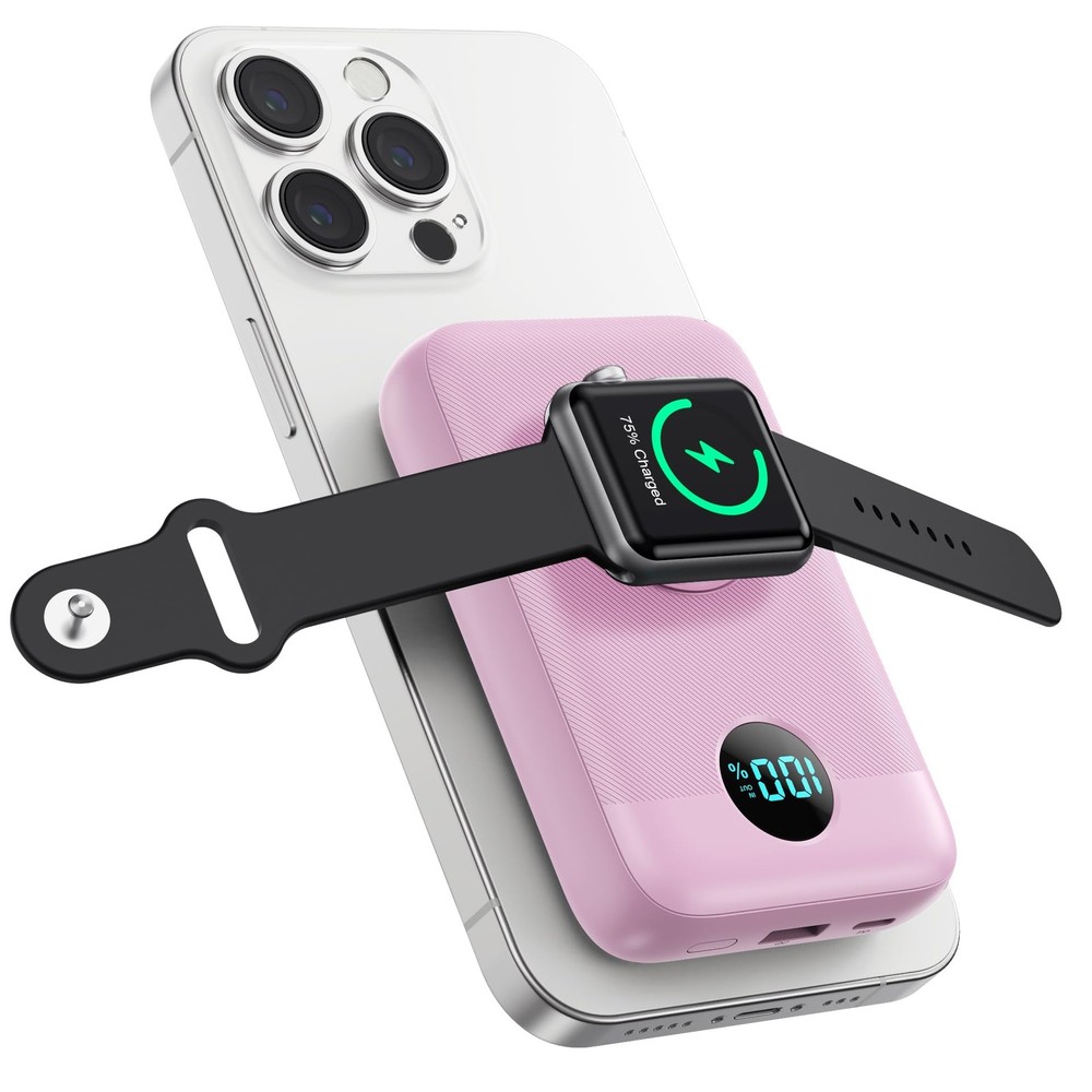 Magnetic 10800mAh 4-in-1 Wireless Power Bank for iPhone iWatch Fast Charging Portable Charger