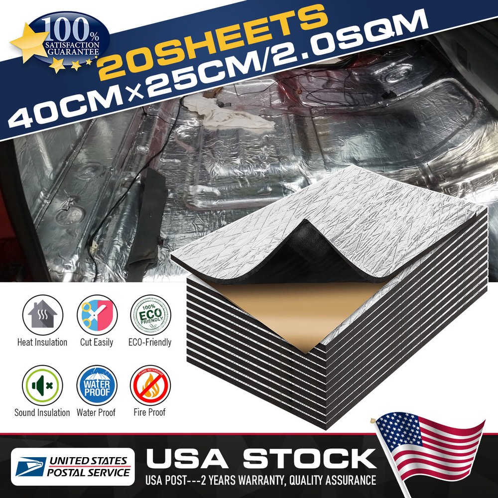 2SQM Sound Deadener 275Mil Mat Noise&Heat Shield Insulation Car Hood Trunk Door