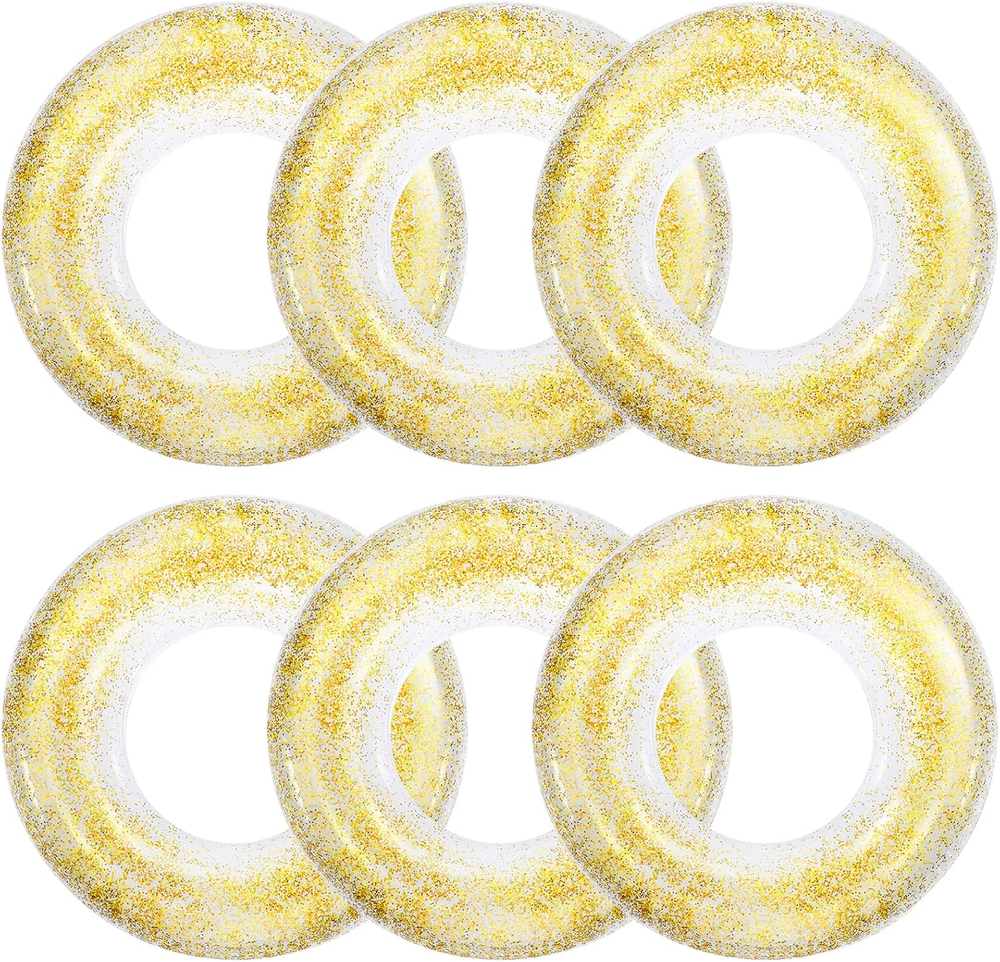 6-Piece 30-Inch Glitter Confetti Inflatable Pool Float Set