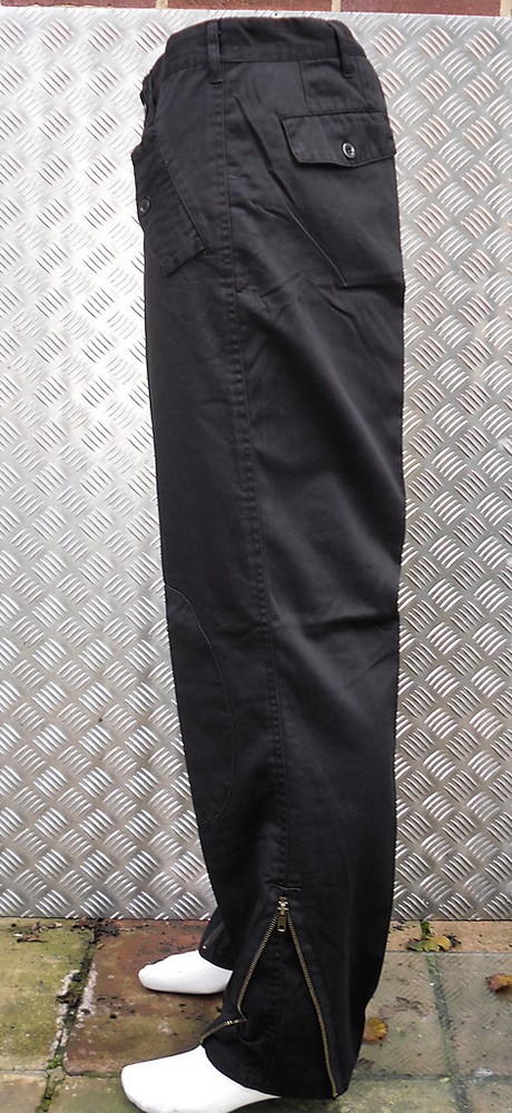 Black Italian Style Army Trousers. Knee Patches and Zips. Size 34