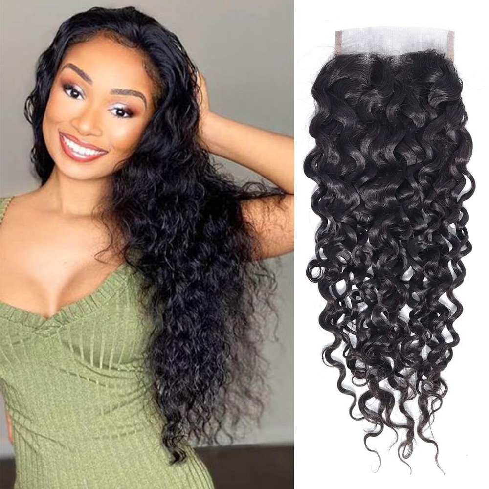 Water Wave 4x4 HD Lace Closure Human Hair Brazilian Virgin Hair 180% Density