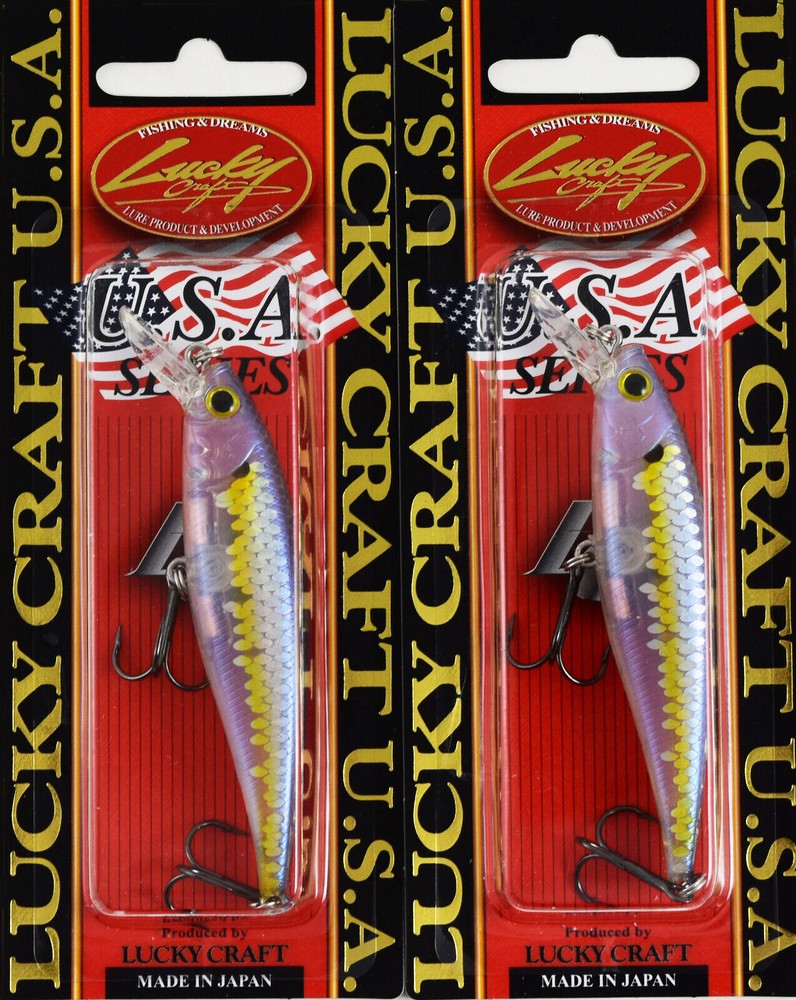 (LOT OF 2) LUCKY CRAFT POINTER 78SP 3/8OZ PT78SP-225 MSGH CHARTREUSE SHAD H2104